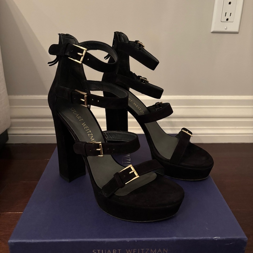 Stuart Weitzman Black Strappy Heels